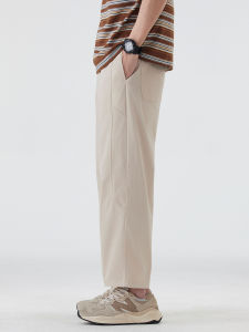 Mens Casual Workwear Trousers Ice Silk Light Summer Pants