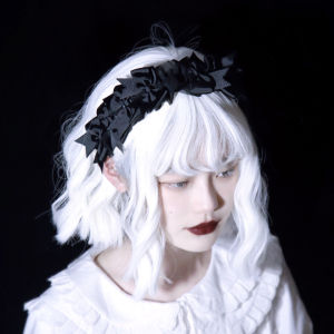 Monster Sugar Ornaments Collection Original Handmade Lace Organza Hair-Hoop Headband Black Gothic Dark Lolita