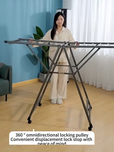 Foldable Clothes Drying Rack with Wheels Clothes Hanger Stainless Steel Clothesrack Hanger Stand