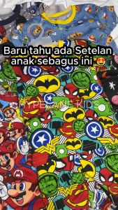 Paket Baju Kaos Setelan Full Print Anak Laki Laki Karakter Kartun Lucu Import Umur 1 - 10 Tahun