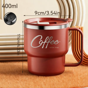 XMSJ | 400ML 304 Stainless Steel Coffee Cup With Lid&Handle Double Layer Coffee Mug Drinkware Reusable Insulated Water Drinking Cup