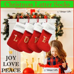 Christmas Letter / Alphabe knitted fabric Socks Gift Home Xmas Decoration. JOY LOVE PEACE Set