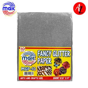 MGK WHITE Fancy Glitter Paper Letter Size 10 sheets
