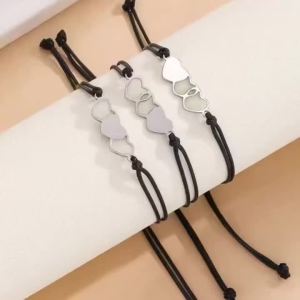 3 Piece Set Heart-Shaped Glow-in-the-Dark Friendship Bracelets Luminous Hand Ropes for Couples Or Groups