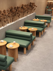 Coffee Shop Backrest Deck Sofa Business Negotiation Occasional Table and Chair Commercial Milk Tea Shop Book Bar Dining Furniture