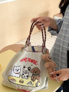 Urban Minimalist Style Nylon Shopping Bag with Clip Large Capacity Single Shoulder Bag for Daily Commuting