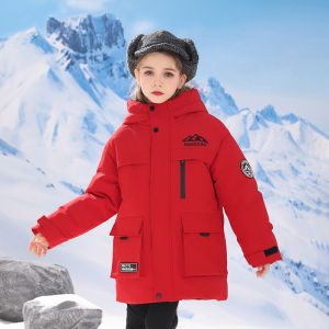 Thickened down Jacket Childrens Winter Clothes for Boys And Girls Middle-Length Padded Coat Extreme Cold Resistant School Uniform