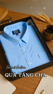 Áo Sơ Mi Nam Công Sở Trung Niên Chất Cotton Anton Somianton Xanh Dương Ngắn Tay - YSN14