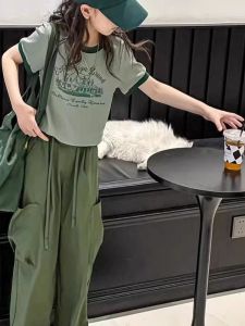 Girl Fashionable Summer Short Sleeve Suit New Arrival Girl Internet Celebrity Fried Street Fashion Clothes Summer Kids Cargo Pants Two-piece Set