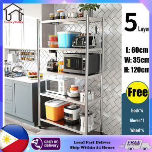 【COD&Local】3/4/5 Tiers Kitchen Organizer Storage Rack 304 Stainless Steel Kitchen Cabinet Organizer Storage Rack thickened rack kitchen rack home cabinet without embroidery
