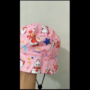 Topi Bucket Mixue Anak Dengan Tali Bolak Balik & Bahan Katun Adem
