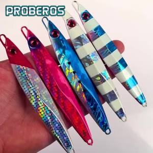 PROBEROS 1PC Dạ Quang Chậm Dài Kim Loại Jig Mồi Câu Cá 70g 90g Đúc Jigging Thìa Cho Cá Bass Biển Bờ Câu Cá Nhân Tạo Mồi