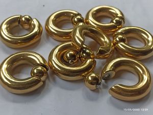 PEMBERAT PERCING GOLD 10MM free pin button BANDULAN PERCING KANEL RING ROSSIANTING BESARTINDIK BESARPEMBERAT TITANIUM ANTING