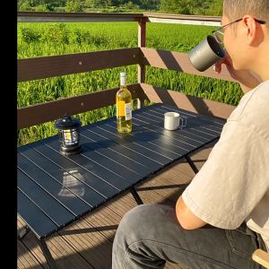 Portable Outdoor Folding Table Large Medium Small Size Camping Table Glamping BBQ Picnic Egg Roll Table Meja Lipat All Black Loading Capacity 150kg