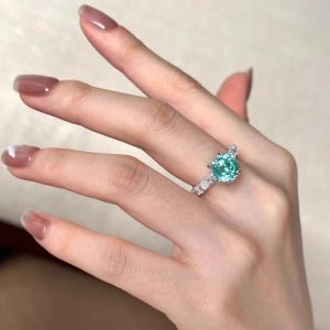 Elegant Mint Green Ring for Women 3 Carat Precise Fashion Jewelry Index Finger Ring Luxury Sensation Paraiba Ring