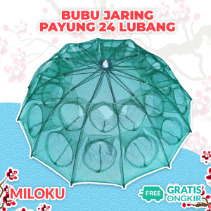 Miloku Perangkap Bubu Payung 24 Lubang Alat Jaring Pancing Jala Ikan Udang Kepiting Lele Lobster Sungai Laut Danau Fish Trap Net