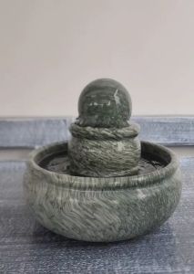 ชุดอ่างน้ำหินหมุนเสริมฮวงจุ้ยขนาดอ่าง25cm สีเขียว