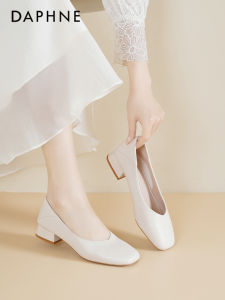 Daphne | Chunky Heel Slip-On Low-Cut Pumps Womens