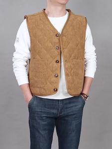 Hiking Sports Running Mens Padded Warm Vest Diamond Quilted V Neck Corduroy Waistcoat Workwear Sleeveless Jacket Casual Outdoor