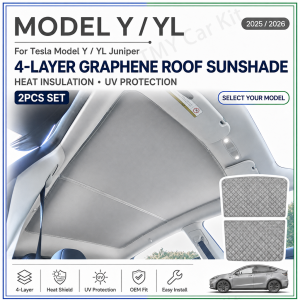 Tesla Model Y/YL Juniper 4-Layer Graphene Roof Sunshade Heat Insulation UV Protection 2PCS Set