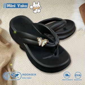 Sandal Jepit Wanita Kekinian Karet Jelly Eva Tinggi Platform Fashion Sendal Jepit Jelly Wanita Terbaru Korea Style Anti Slip Elegan Kasual 2025