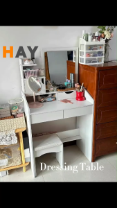 Dressing Table Vanity Table Minimalist Makeup Table Makeup Desk With LED Mirror Meja Makeup Meja Solek Bedroom Makeup Desk