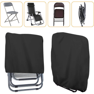 210D Oxford Fabric Protective Cover Patio and Garden Chair Cover with Drawstring Closure. Folding Chair Dust Resistant Cover.