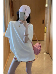 YUEZHONGWEI | White Round Neck Short Sleeve T-Shirt Women Summer Loose Fit Shoulder Length Half Sleeve Top Korean Style Casual Loose Type