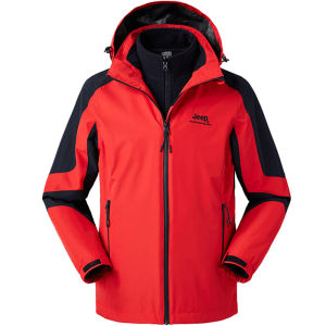 Jeep | Jeep Mens Outdoor Travel Windproof Warmth Retaining Three-in-One Jacket Fleece Lined Inner Vest For Climbing And Hiking