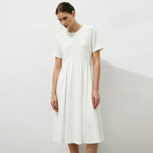 AMII | Office Casual Cotton Ruffled Short Sleeve Dress