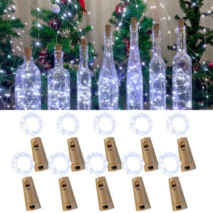 10/20LEDs ขวดไวน์ String Light ทองแดงลวดไฟ Fairy Cork Shape โคมไฟคริสต์มาสสําหรับงานแต่งงานตกแต่งห้องสวน