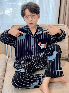 New 2025 Childrens Sleepwear Cotton Pajamas Long Sleeve Home Clothes Set for Boys Spring Autumn Season Comfortable Soft Cotton