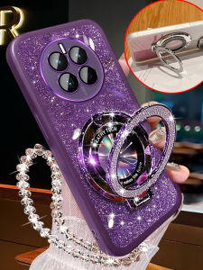 Huawei Mate50 pro Fashionable Silicone Phone Case with Magnetic Stand Full Cover Lens Film Creative Small Batch Protective Shell