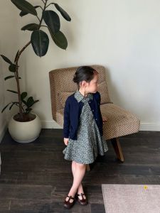 Girls Floral Shirt Dress Vintage Casual Long Sleeve Turn-down Collar Spring Autumn Kids Clothing Baby Clothes Childrens Dresses