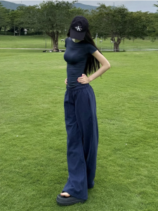 Quần Ống Đứng Bằng Vải Lanh Rộng Rãi Cạp Cao Mùa Hè Cho Nữ Quần Dài Đến Sàn Ống Rộng Quần Dài Thường Ngày Phong Cách Retro