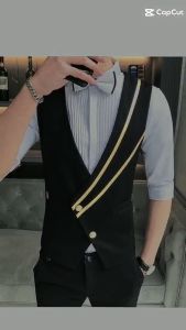 áo vest áo vest nam giả gile phong cách hàn quốc cực độc lạ thiết kế chéo vàng sang trọng và cuốn hút hiện đại - H54