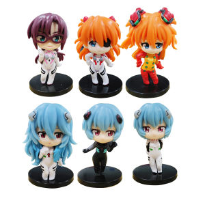 Bandai | 2026 Q-Version 6pcs/set Anime EVA Asuka Ayanami Rei Kawaii Figure PVC Model Toys Desktop decorative toys collect Gifts