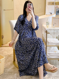 ชุดนอนผู้หญิงผ้าไหมคอตตอนแขนยาว ชุดนอนฤดูใบไม้ผลิและฤดูร้อน ชุดนอนผู้หญิงแขนยาว ชุดนอนผ้าไหมคอตตอน ชุดนอนผู้หญิง