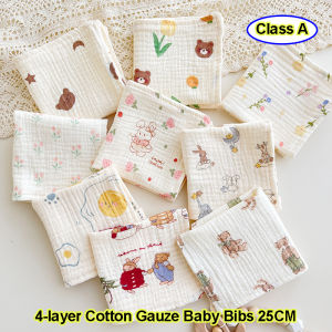 INS Style 4-layer Cotton Gauze Baby Bibs Small Square Towel Cartoon Newborn Handkerchief Face Towel