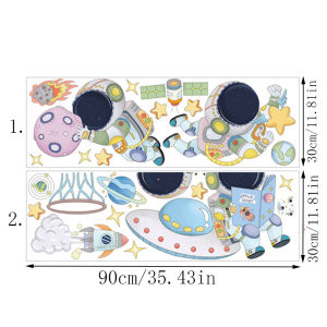 Space Astronaut Wall Stickers Decorative For Childrens Bedrooms Waterproof Self-Adhesive Removable Space Wall Stickers