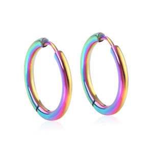Trendy Hoop Earrings Clip For Women Men Gold Silver Plated Stainless Steel No Fading Round Earrings Piercing Jewelry Gifts