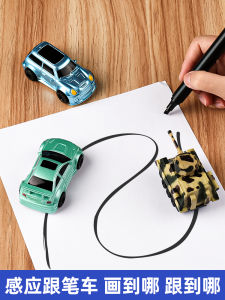 Black Tech Light Sensing Drawing Car Toy for Children Pester Car Tank Tracking Toy Blue Baby Brand Plastic Toys for Boys And Girls