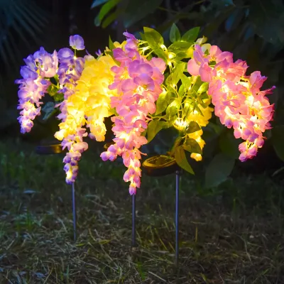 1pc Solar Wisteria Flower Lamp LED Garden Courtyard Decoration Lamp Waterproof Lawn Lamp Garden Landscape Lawn Villa Decoration