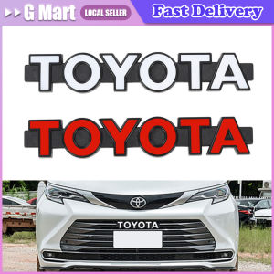 For 38x6.5x1.5cm Retro Style Toyota Letter Grille Emblem | Reflective Front Badge for Highlander RAV4 Venza Corolla Cross