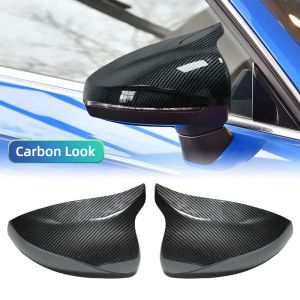2x Carbon Fiber style Horn shape Car Rear View Door Wing Side Mirror Cover Caps Shell Case for Audi A3 S3 8V RS3 2014-2020