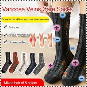 Socks Exercise Exquisite Embroidery Thick Stockings Flowers Non-slip Keep Warm Mid-calf Socks 靜脈曲張水腫護理襪 袜子