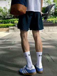 Quick Dry Nylon Shorts Men Summer Thin American Ice Silk Fitness Pants Knee High Casual Breathable Short Length Youth Fashion