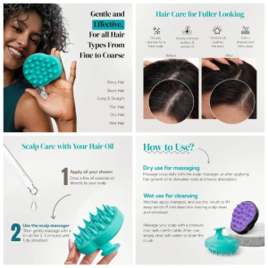 Hair Scalp Massager Shampoo Brush Soft Silicone Bristles To Remove Dandruff For Both Wet Dry Hair Suitable For Men & Women