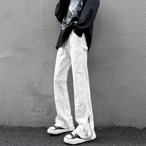 Quần Jeans Denim Màu Trắng Ôm Vừa Cạp Cao Phong Cách Mỹ Quần Thường Ngày Cho Nam Quần Công Sở Thẳng Ôm Vừa Vặn Cổ Điển