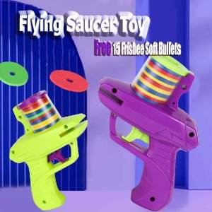 UFO Flying Saucer Toy Carrot Shooting Toy with Soft Bullet Mini Flying Disc Toy Parent-child Outdoor Toy